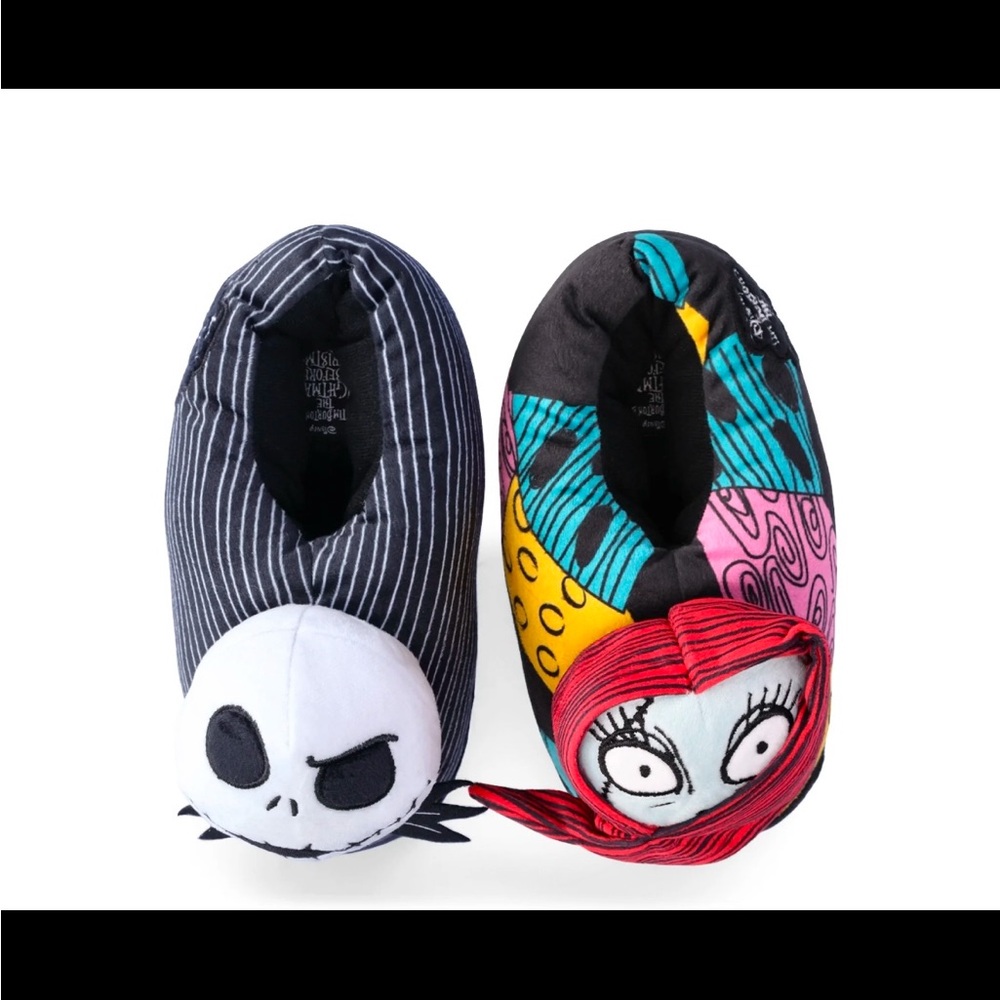 Jack and sally  Slippers - Black and Multicolor size 5 yth add on  a mini gift